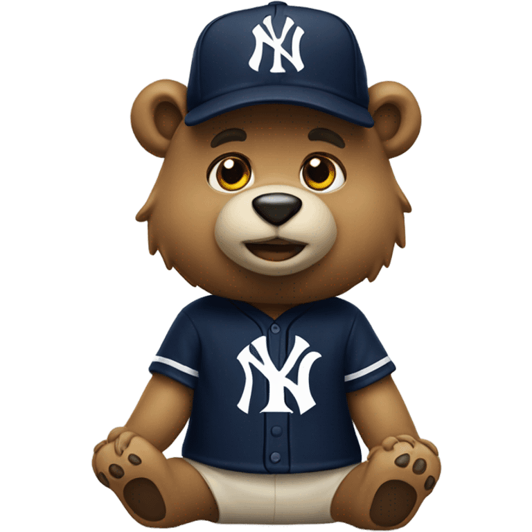 Bear wearing Yankees hat emoji