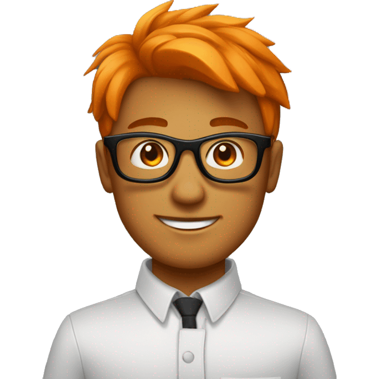 Jeune homme peau orangé  avec lunettes rectangulaire et cheveux noir  emoji