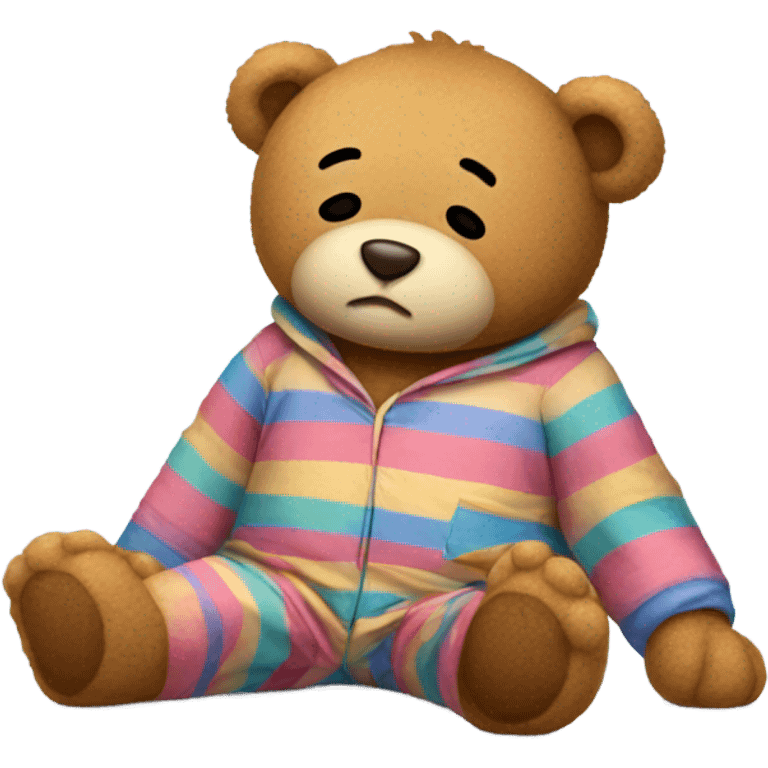 Sleeping teddy bear in pajamas emoji