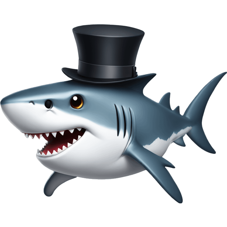 Shark with a top hat emoji