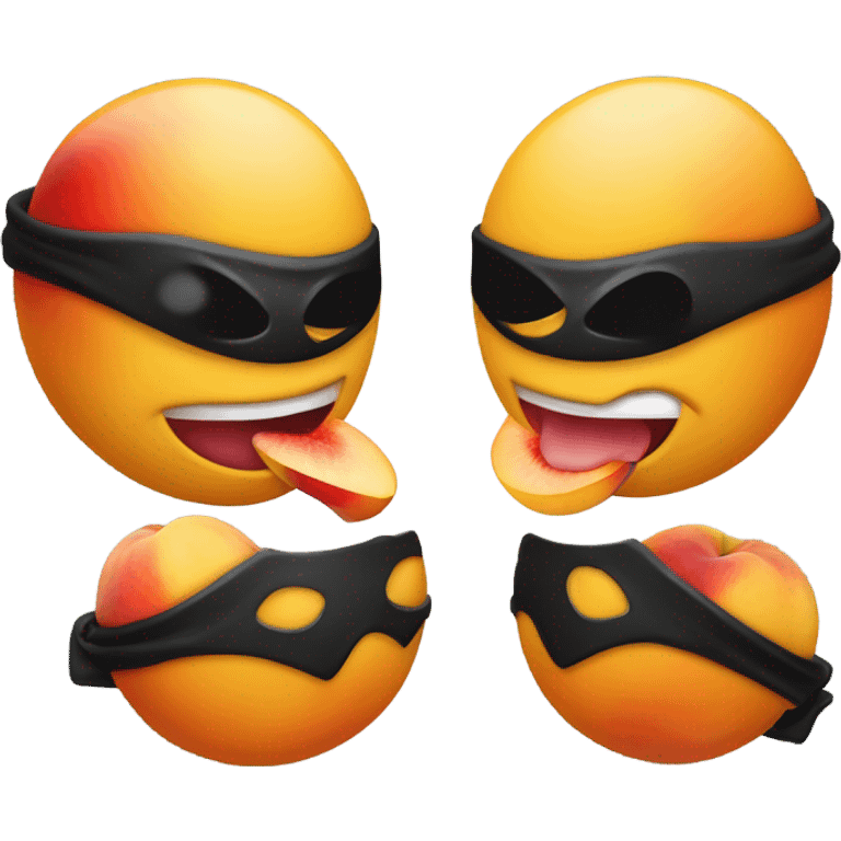 Ninja emoji licking a peach emoji