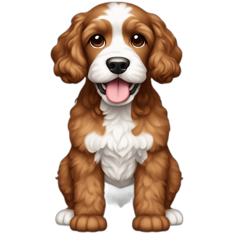 Reddish light brown cockapoo with small white patch on chin full body emoji