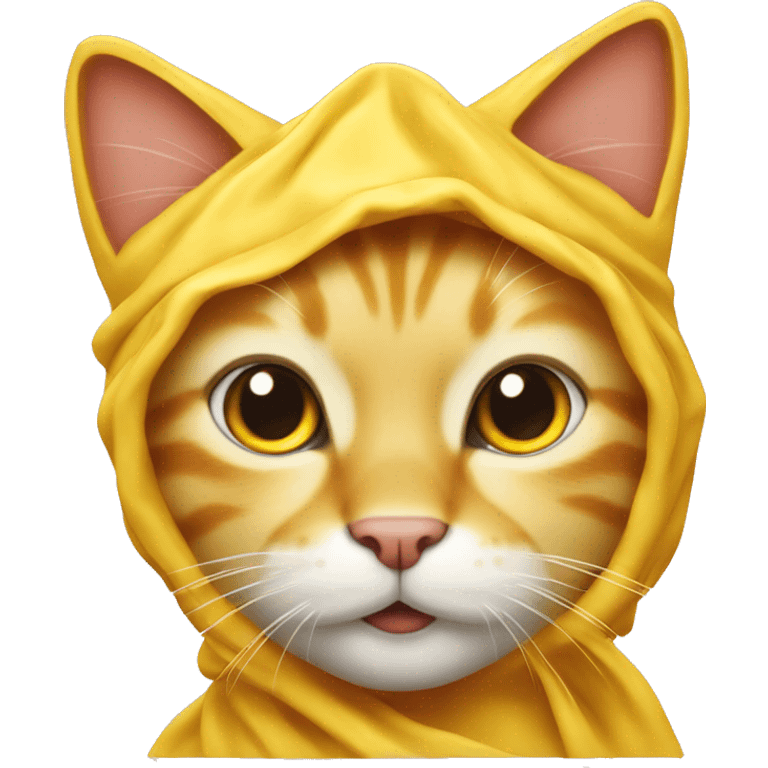 yellow cat with shower cap emoji