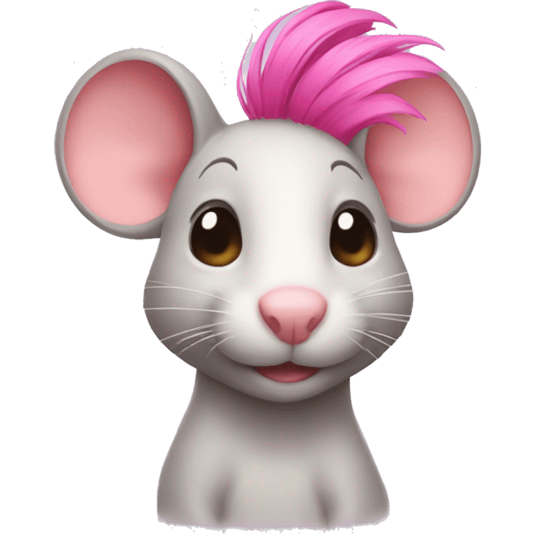 A rat with a pink ponytail  emoji