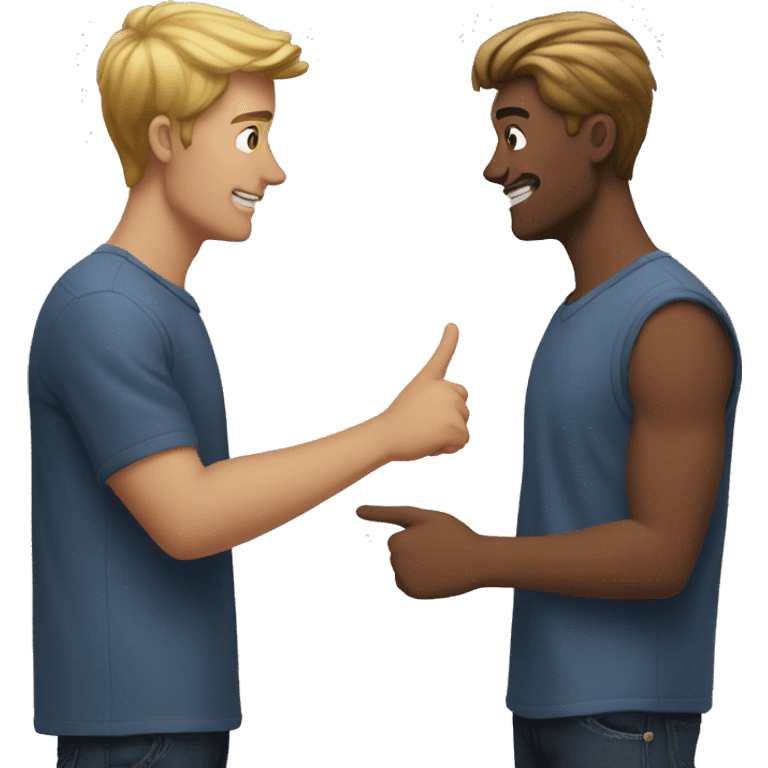 one guy facing and pointing another guy emoji