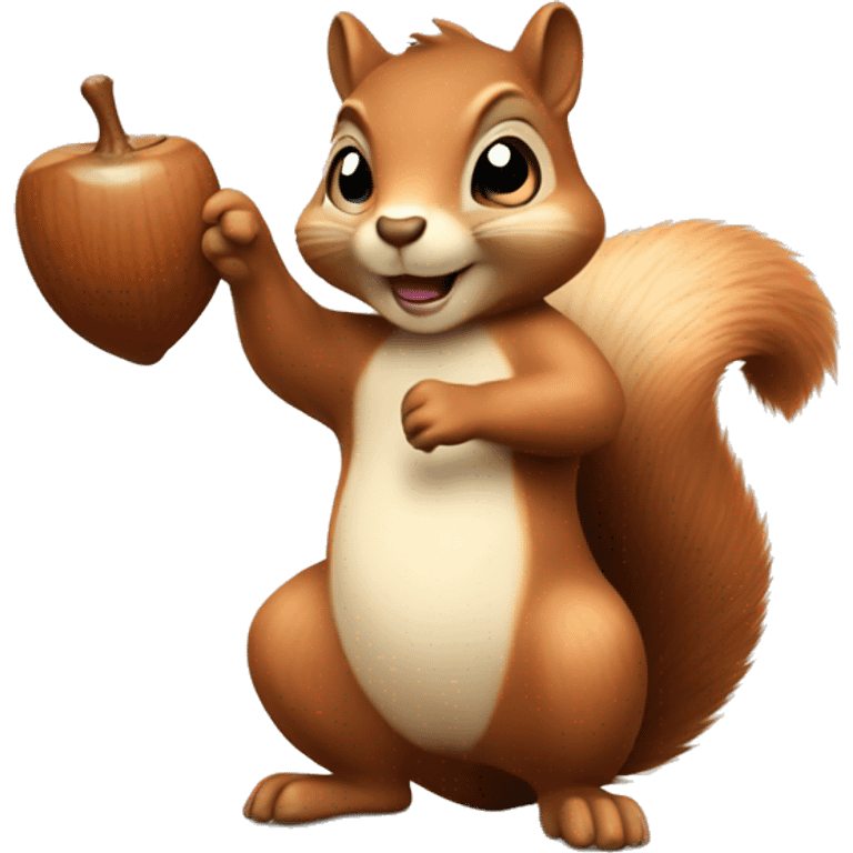 playful squirrel holding an acorn. emoji