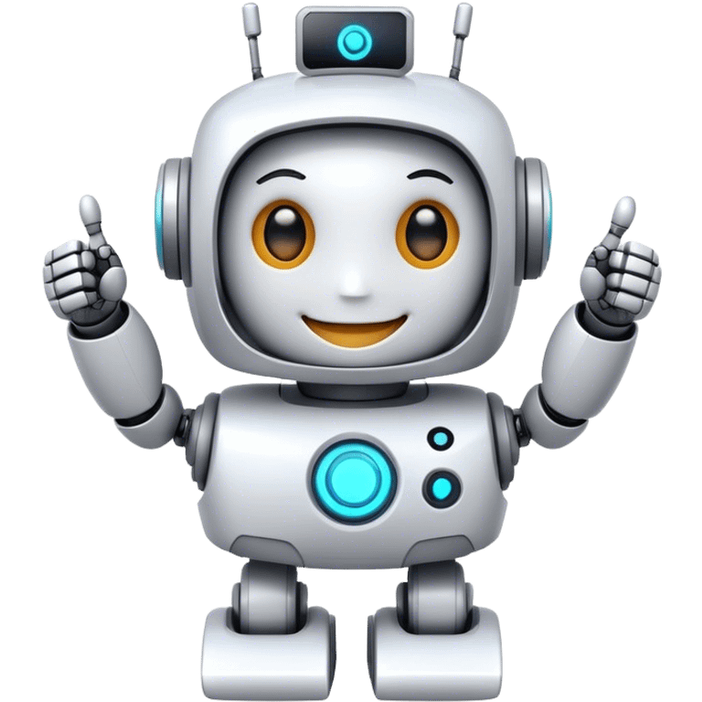 cute girly robot with a big smile, portal design , giving a big thumbs-up emoji