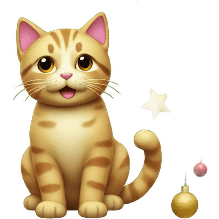 toy cat on a Christmas tree emoji