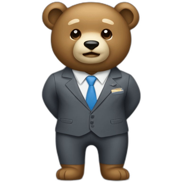 un oso con pelo y traje de empresario emoji