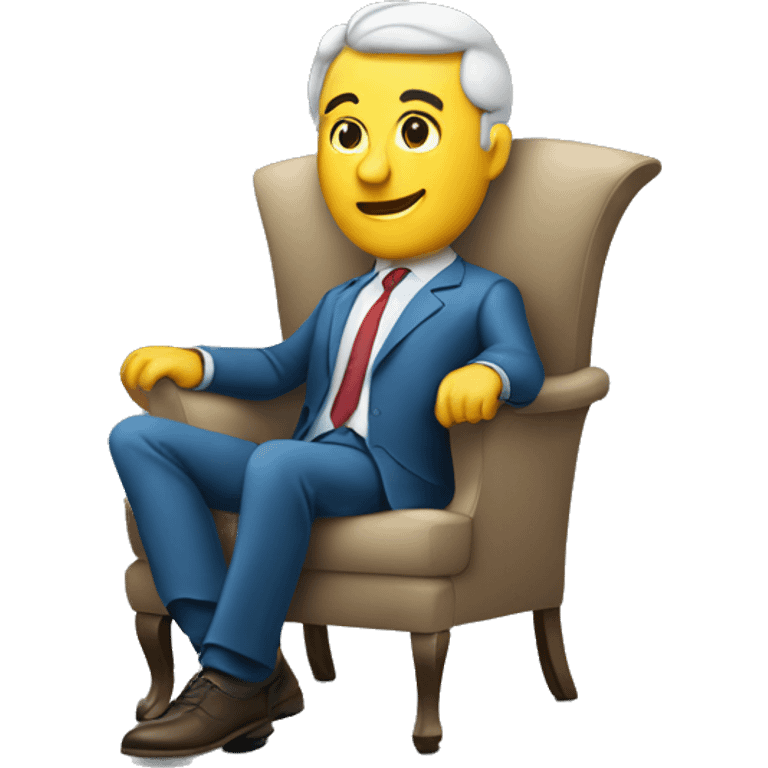 Businessman with blueprint in armchair emoji