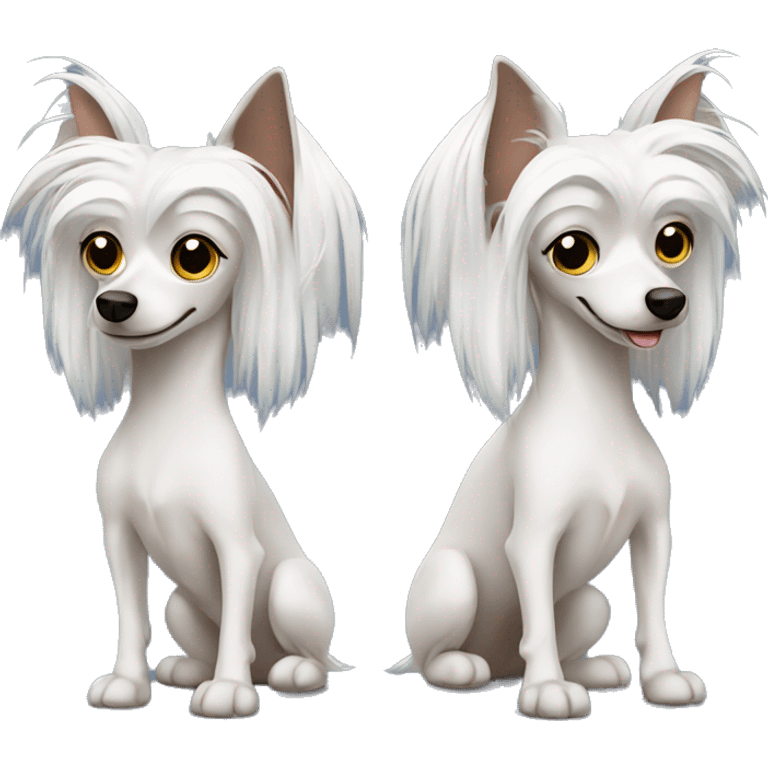 Chinese crested dog learning Japanese  emoji