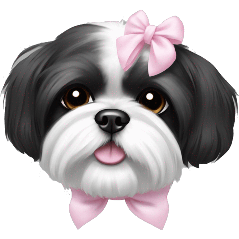 black and white shih tzu with light pink bow emoji