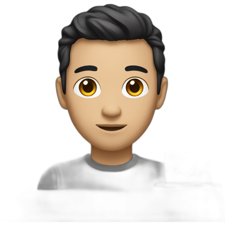 developer with mac laptop in front, light skin tone and black hair styled emoji