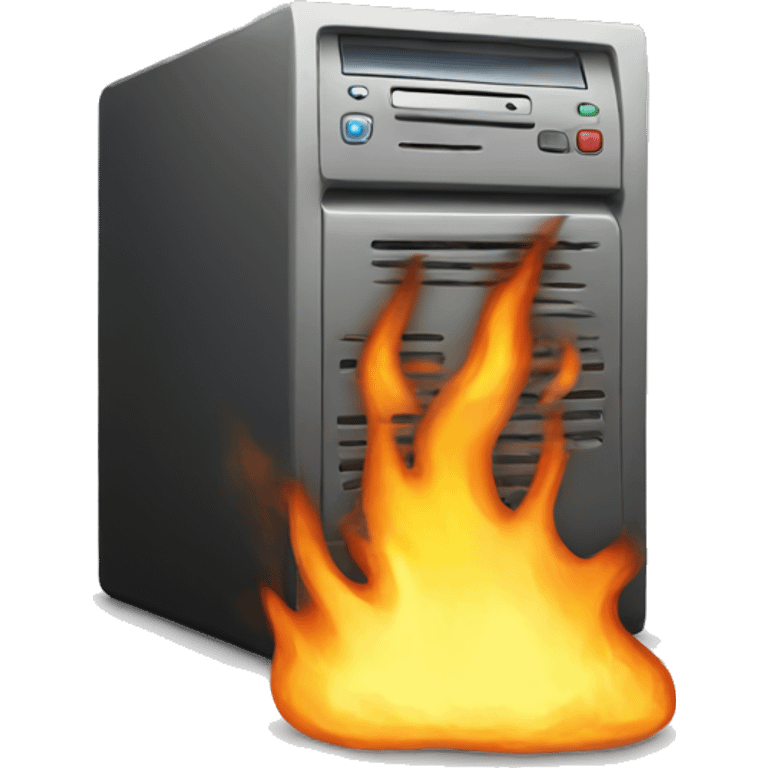 Burning computer emoji