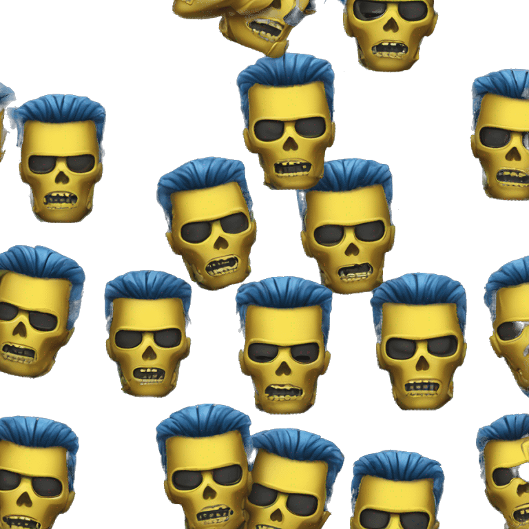 Terminator robot head with dark blue metallic skin and yellow Mohawk  emoji