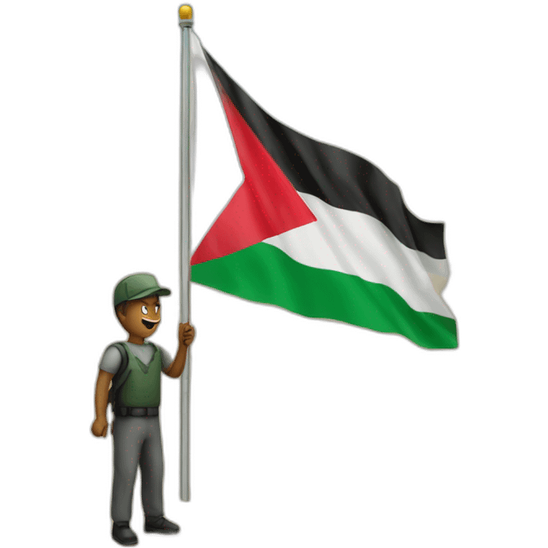 A man raises the flag of Palestine  emoji