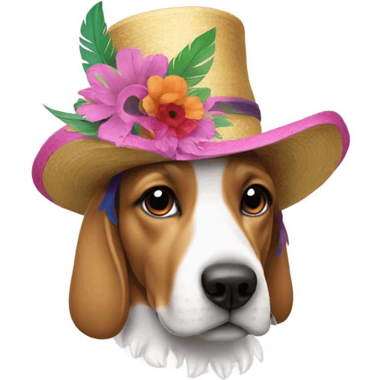 Dog in Kentucky derby hat emoji