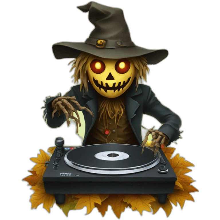 evil scarecrow on double turntables emoji