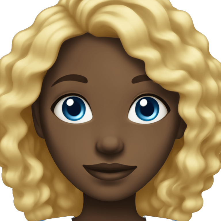 Black girl with blue eyes and blond wavy hair emoji