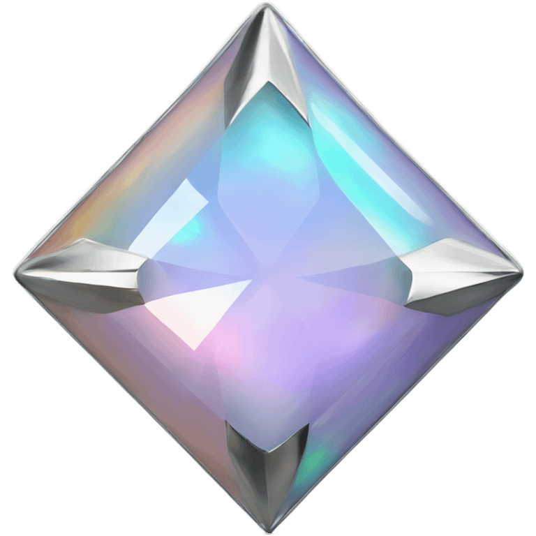 Silver chrome four-point star diamond opal emoji