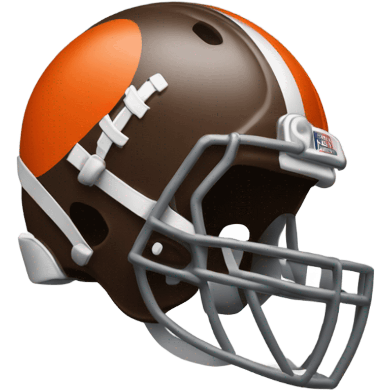 Cleveland Browns helmet with Super Bowl trophy emoji