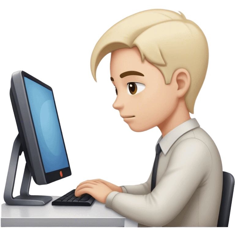 A professional working hard in front of a computer. emoji