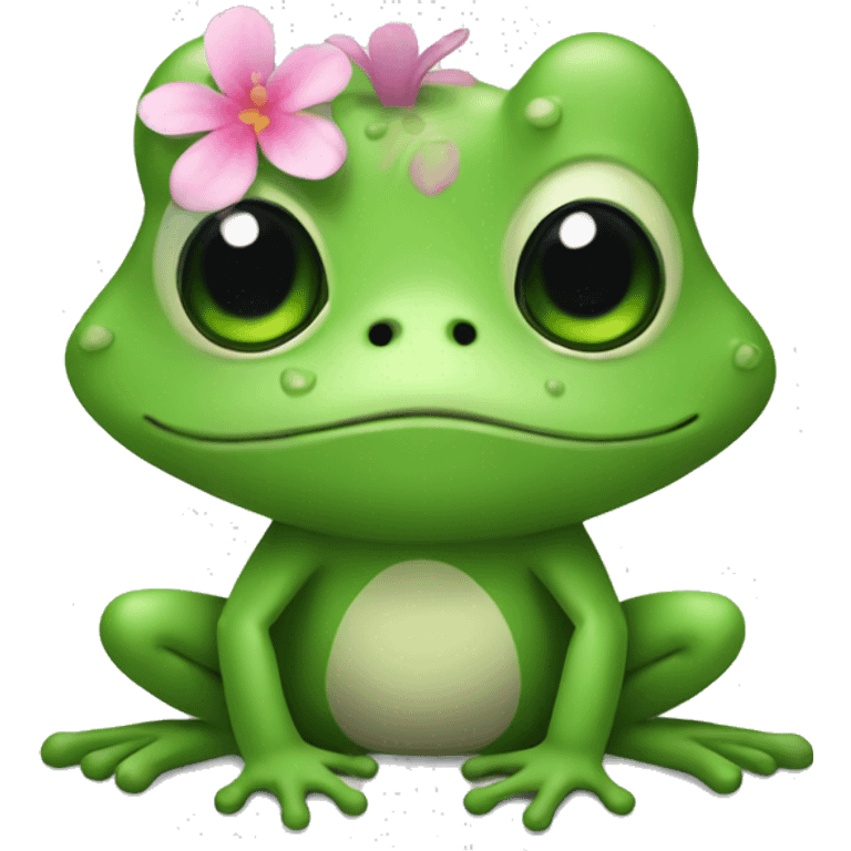 little frog, green, flower emoji