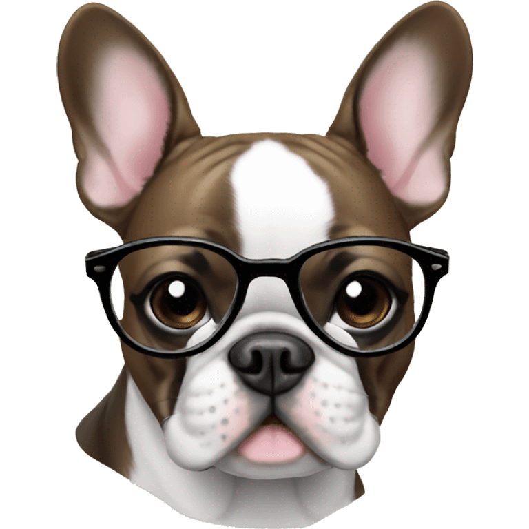 French bulldog and girl in glasses  emoji