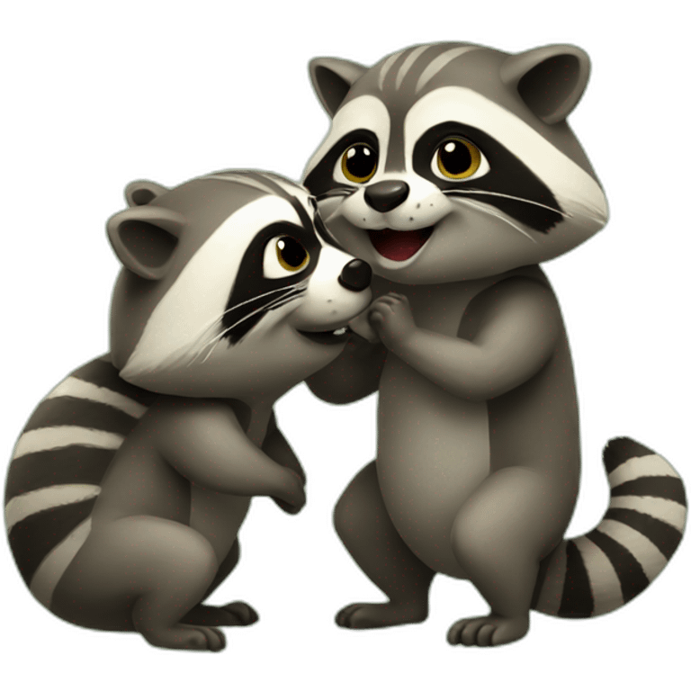 Raccoon kiss turtle emoji