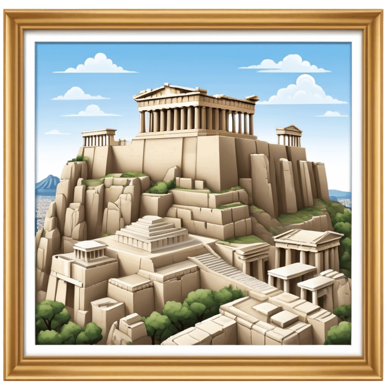 Cinematic Realistic Acropolis Landmark Emoji, showcasing ancient ruins set against a clear sky rendered with intricate detail and timeless lighting. emoji