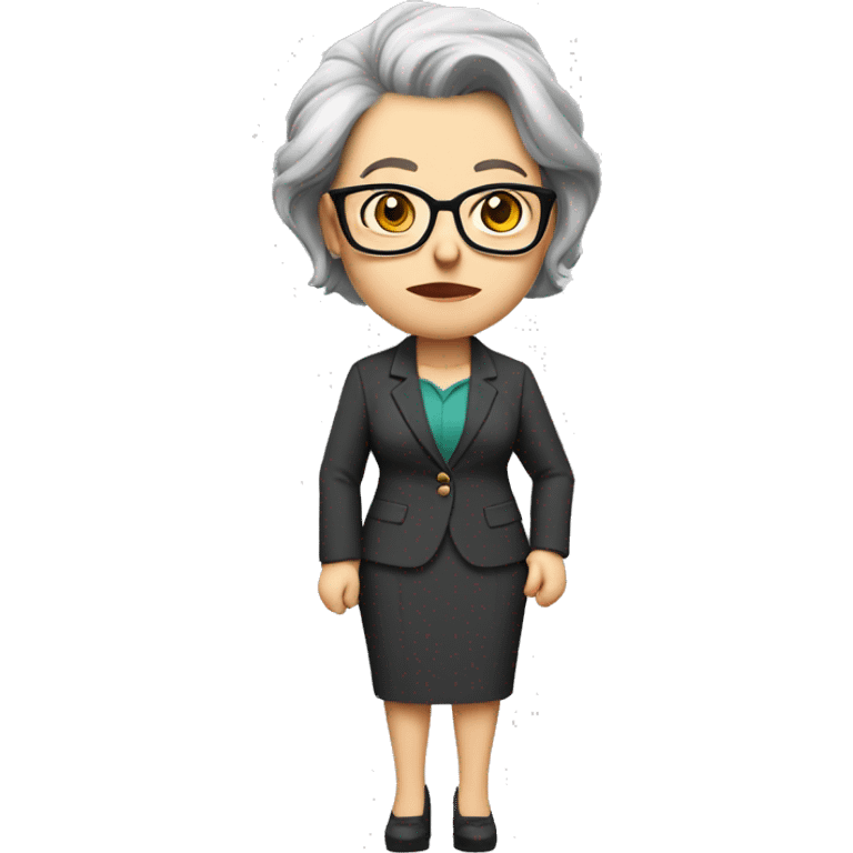 southpark white middle aged female professor with glasses, holding a piece of chalk, wearing blazer and skirt,  hair up, high heels emoji