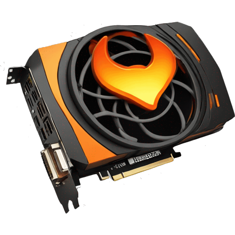 gpu with dark orange color and fire emoji