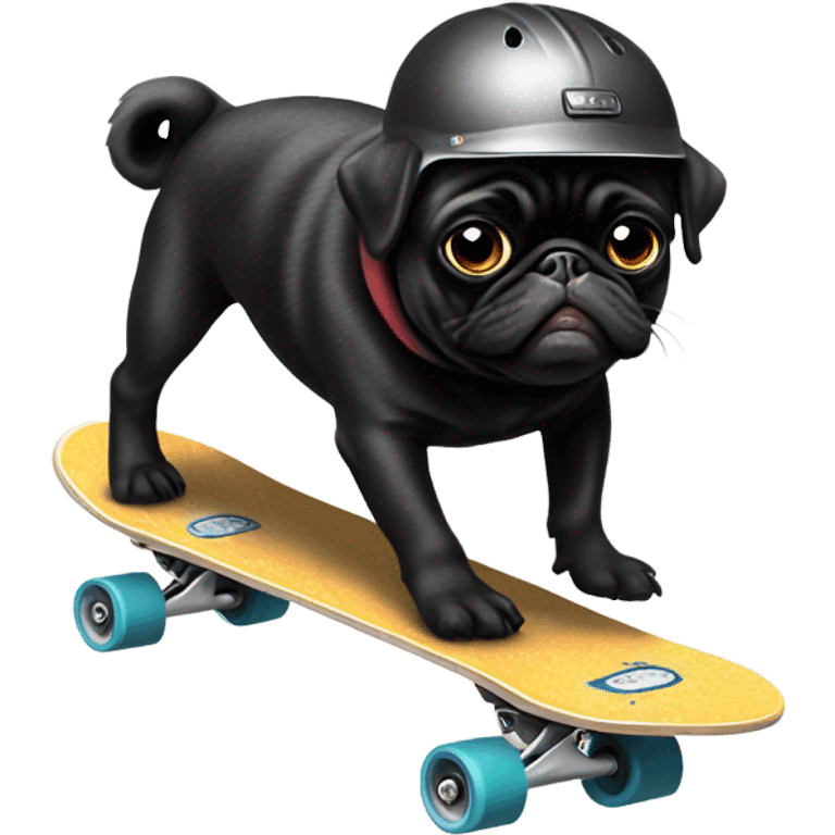 Black pug skating emoji