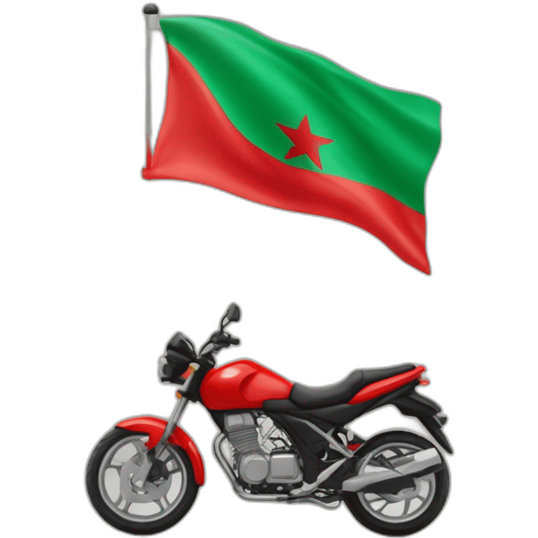 quelqu'un sur une moto avec le drapeau du Maroc derrière emoji