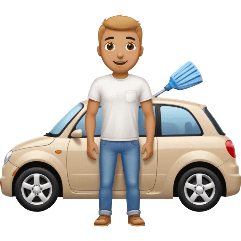 Hombre feliz listo para lavar su auto emoji