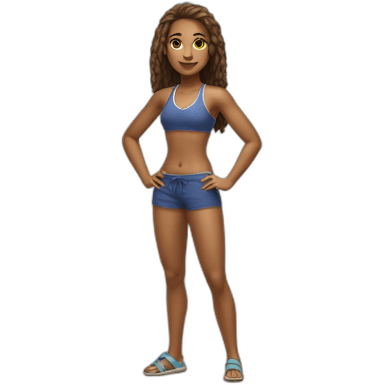 realistic beachvolley girl full body posing with separated legs emoji