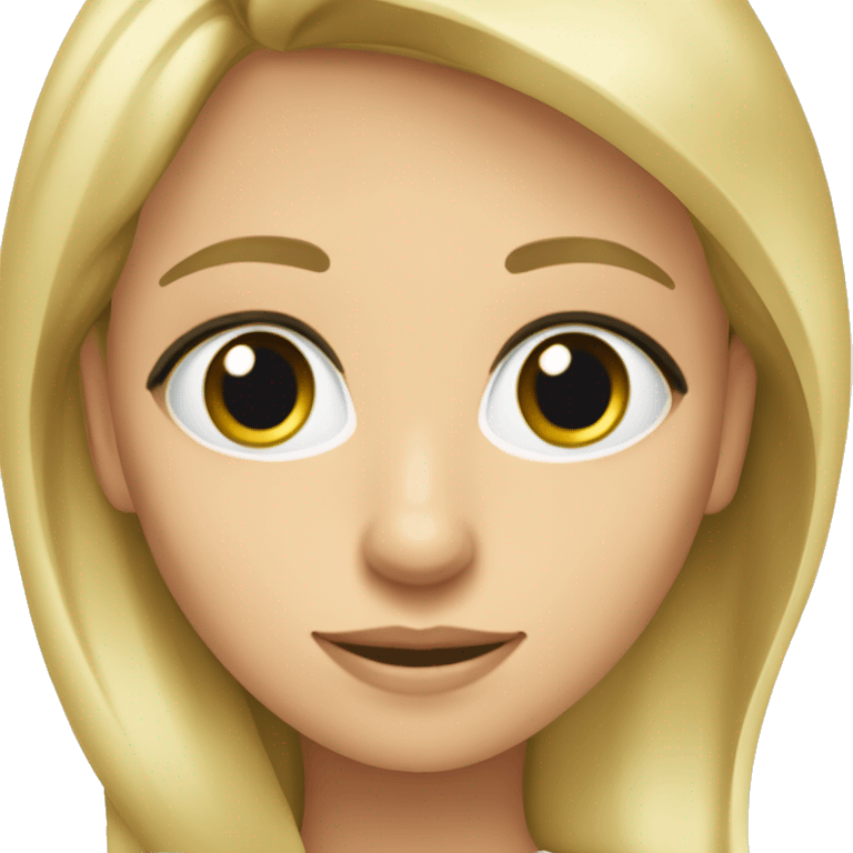 Une fille blonde, cendrée foncée avec des yeux verts  emoji