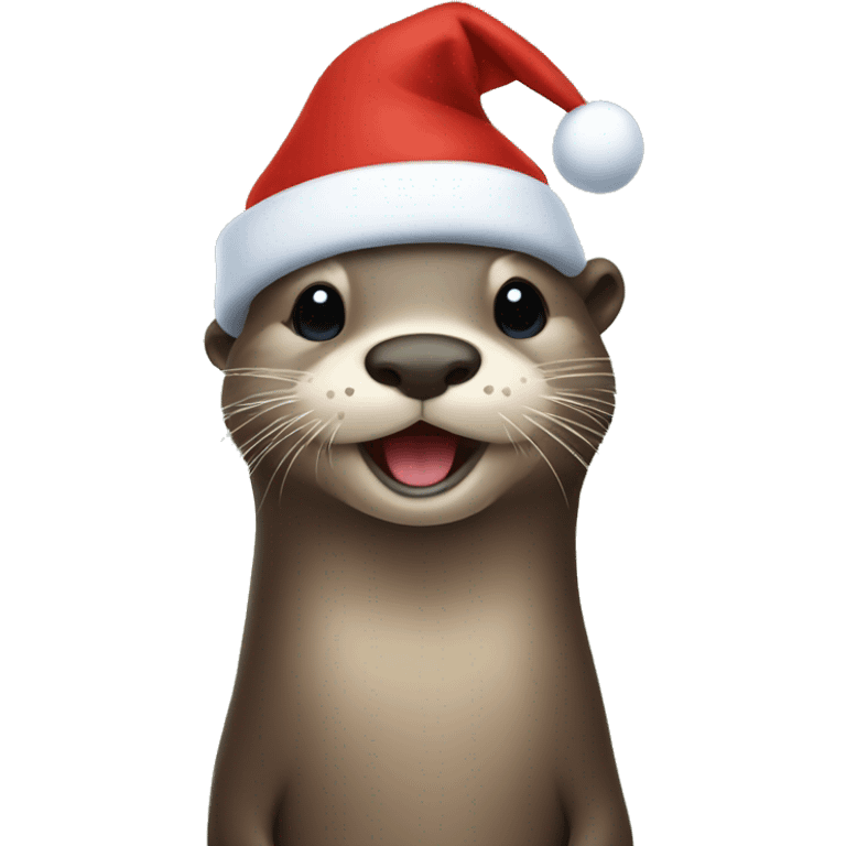 Otter wearing Christmas hat emoji