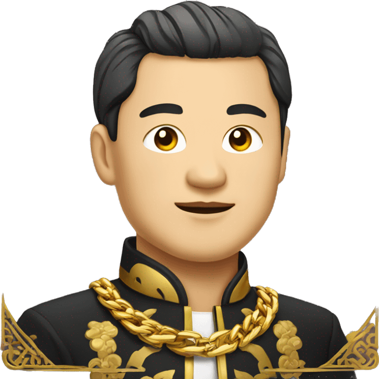 rich chinese man with gold chain in national dress emoji