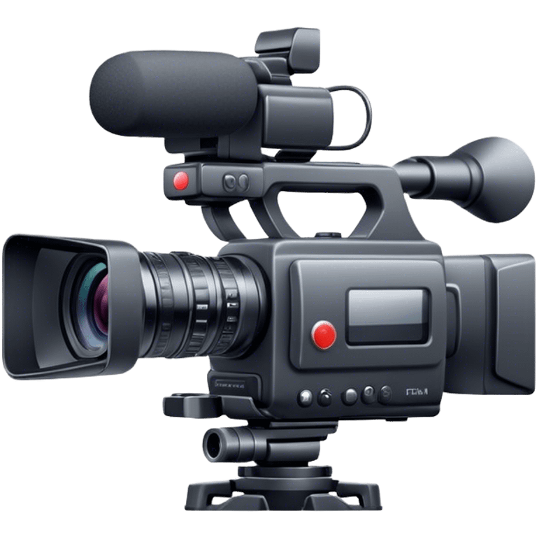 Create an emoji for video shooting. Show a video camera with a recording icon. Use modern, professional colors. Do not include any emojis or smiley faces. Make the background transparent. emoji