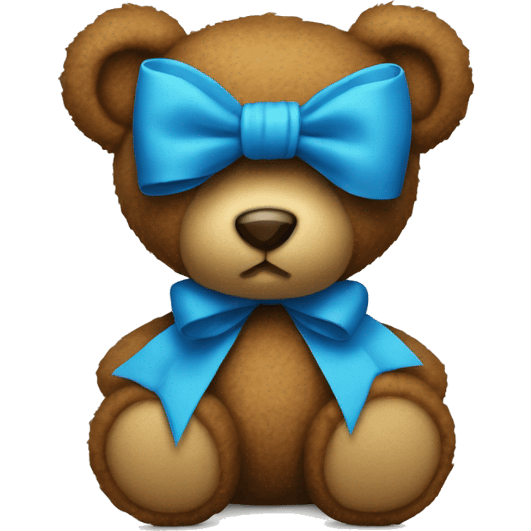 Blue bow on the teddy bear  emoji