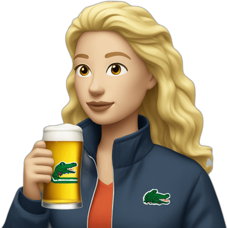 Lacoste blond friends woman drinking beer with windbreaker emoji