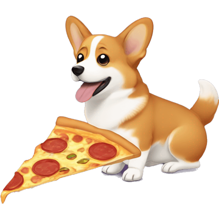 corgi eating old pizza crust emoji