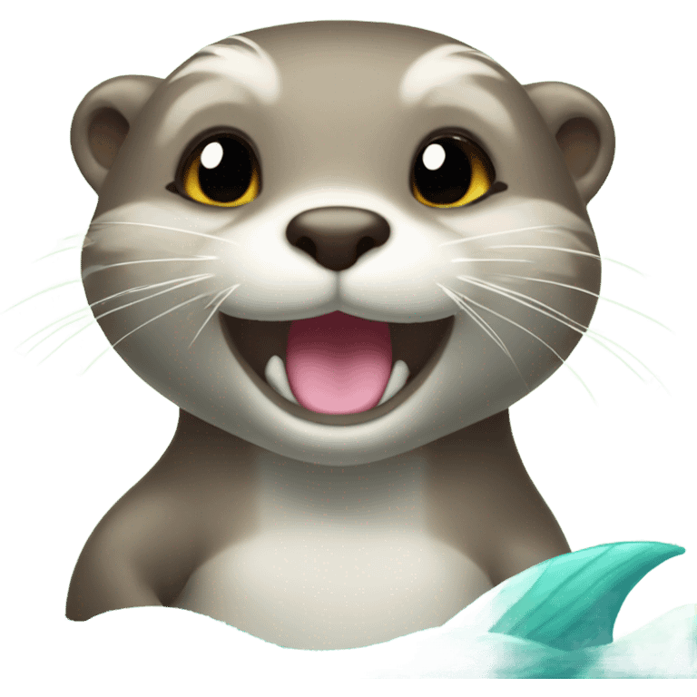 A cute and happy otter face as a mermaid princess. emoji