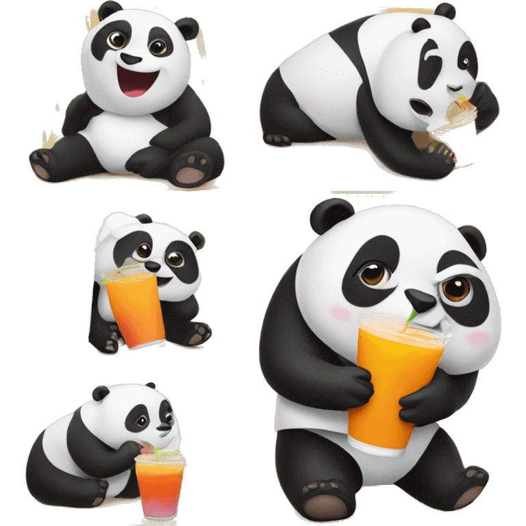 panda drinking jamba juice emoji