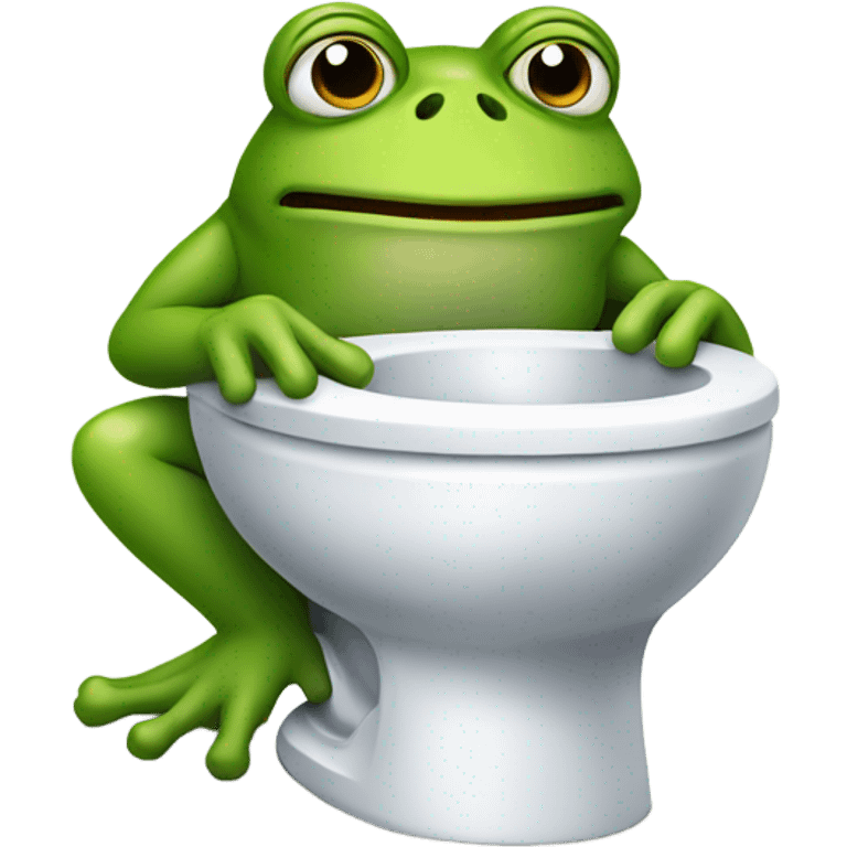 Frog taking a shit on toilet while drinking coffee emoji