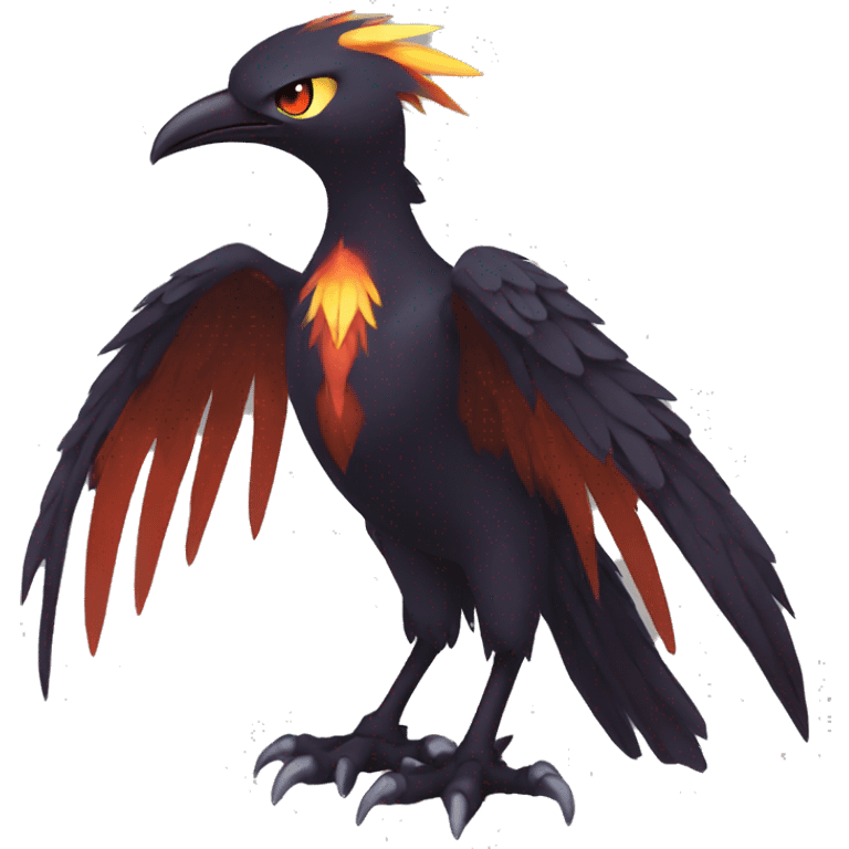 Fantasy legendary dark bird shadow-type-Phoenix Fakemon full body emoji