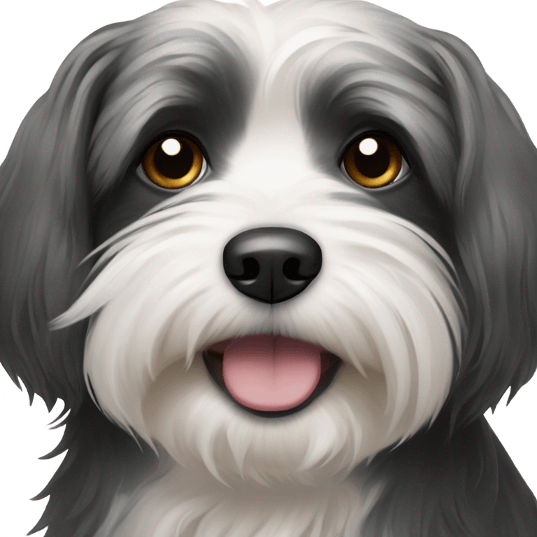 Black and white Havanese dog crying emoji