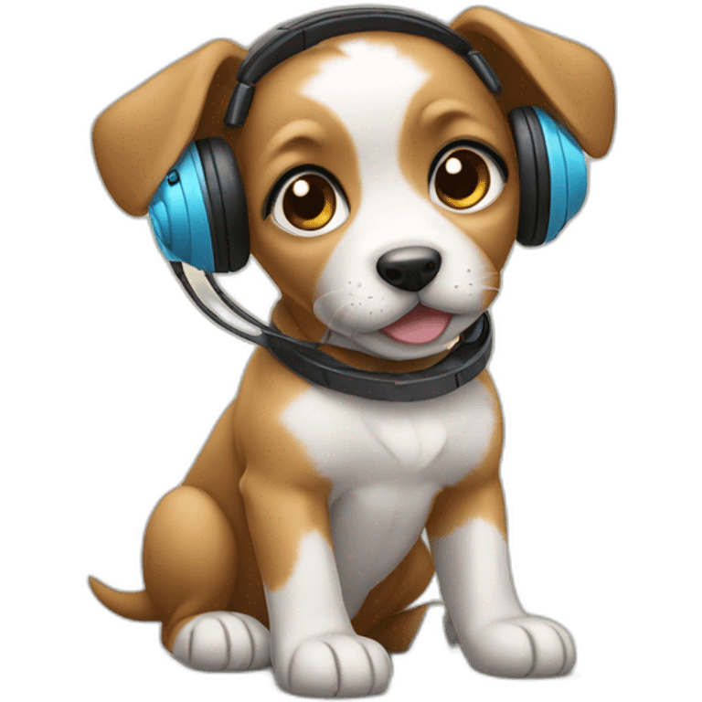 Puppy wearing headphones emoji