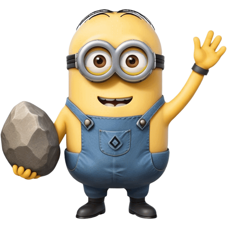 minion with a large rock emoji